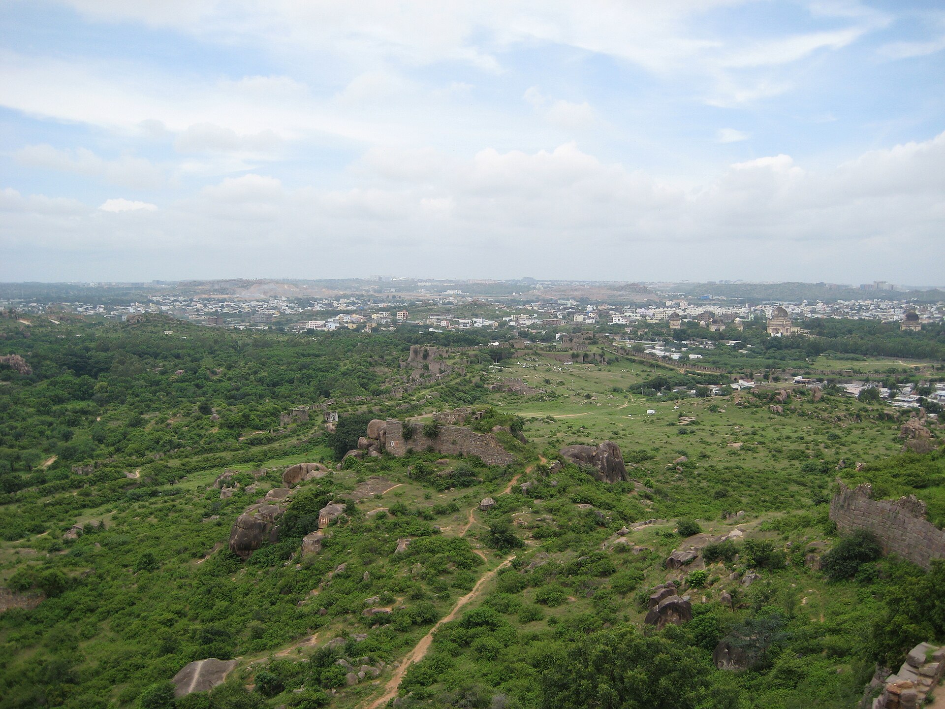 Granite formations and Hyderabad seen from Golconda Fort